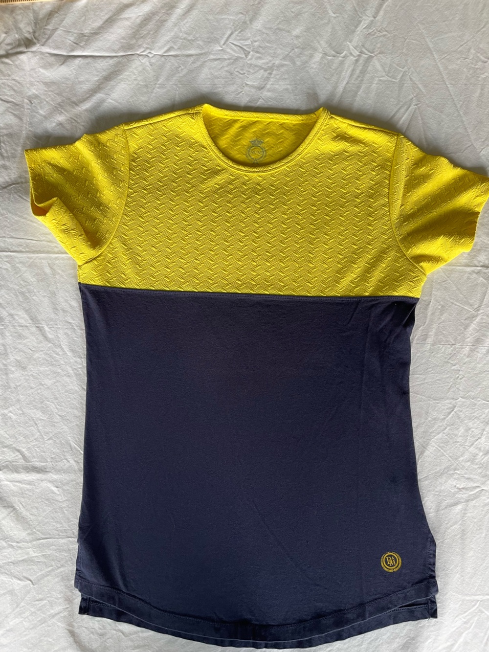 Colorblock Short-Sleeve Tee in Yellow and Navy by (unbranded)